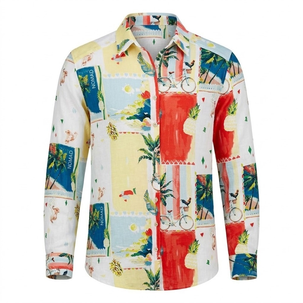 NEW Jane + Delancey‎ Tropical Linen Blend Button Down Shirt 1X Long Sleeve